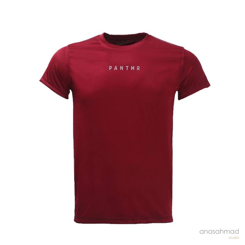 Maroon Panthr athletic t-shirt product photography