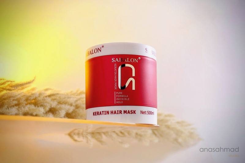 Sabalon keratin hair mask jar product photography