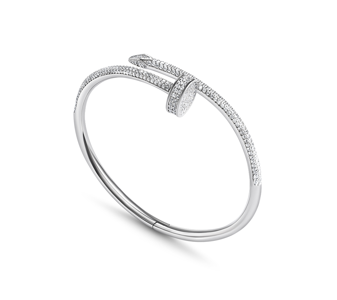 Minimalist open cuff bracelet with diamond detailing